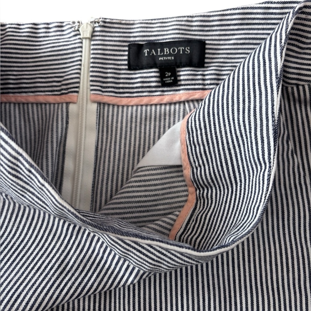 Talbots Petites Striped Skirt Navy White 2P Classic Mini Preppy